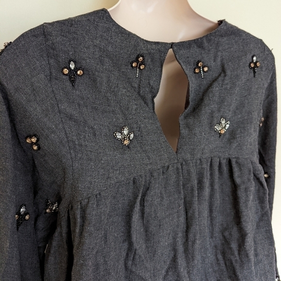 Zara bejeweled beaded tunic dress with pockets grey xs - Picture 10 of 16